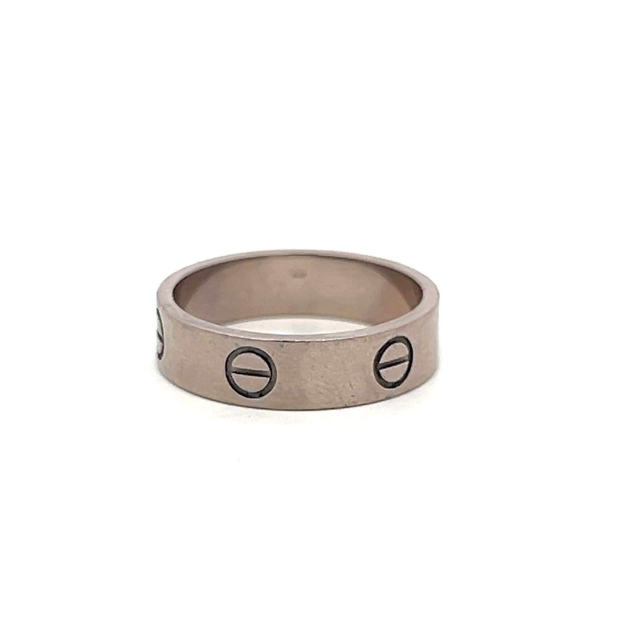 Cartier 18 Karat White Gold Love Ring 6.9 Grams Size 8.75