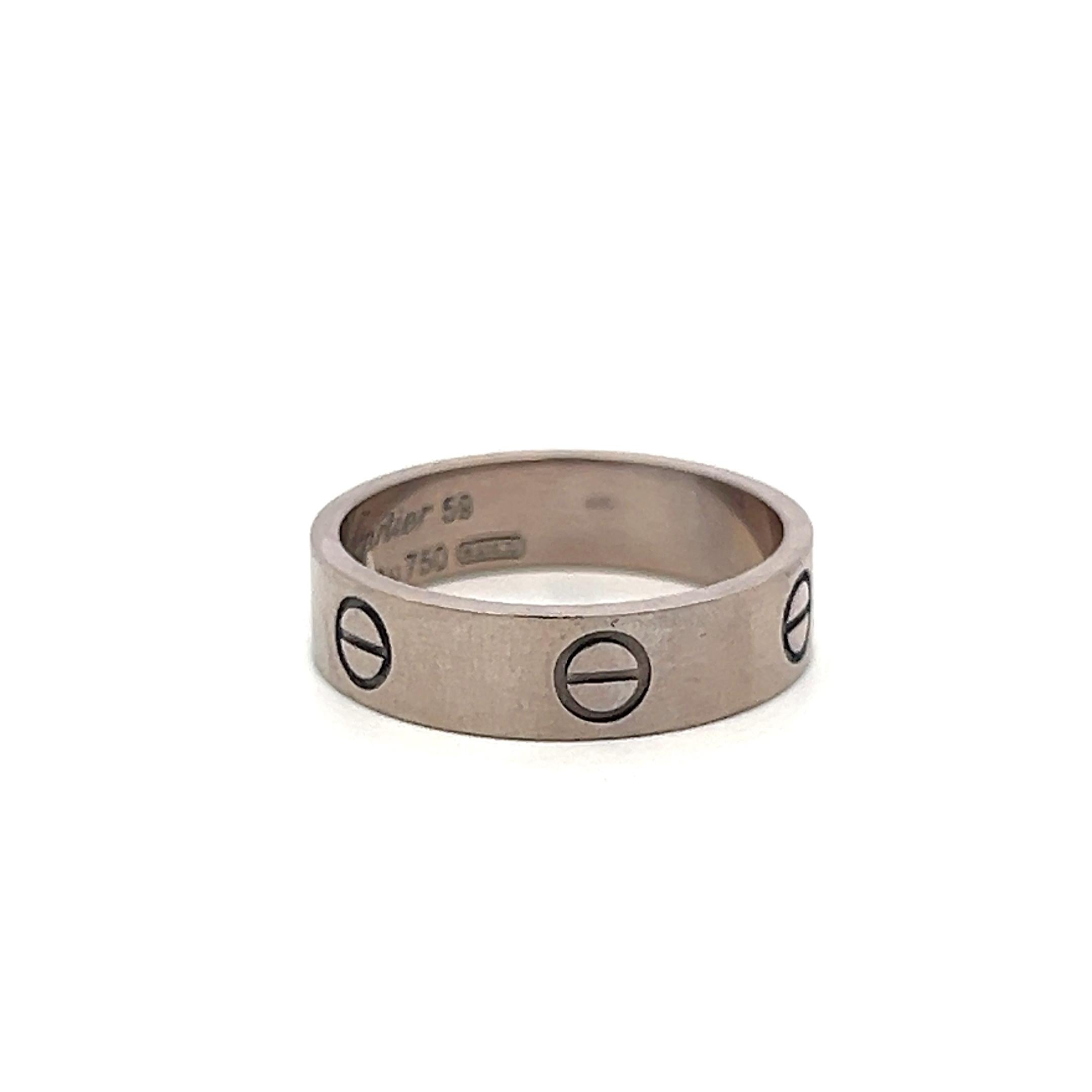 Cartier 18 Karat White Gold Love Ring 6.9 Grams Size 8.75