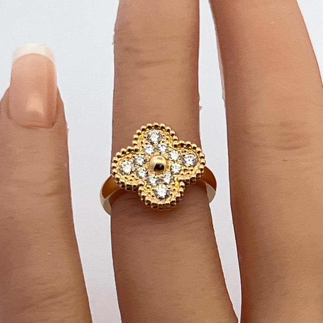 Van Cleef & Arpels 18K White Gold Cocktail Ring 0.48ct Round F VS Diamond Size 4