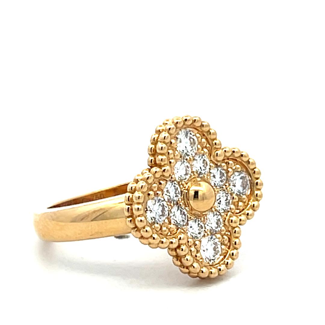 Van Cleef & Arpels 18K White Gold Cocktail Ring 0.48ct Round F VS Diamond Size 4