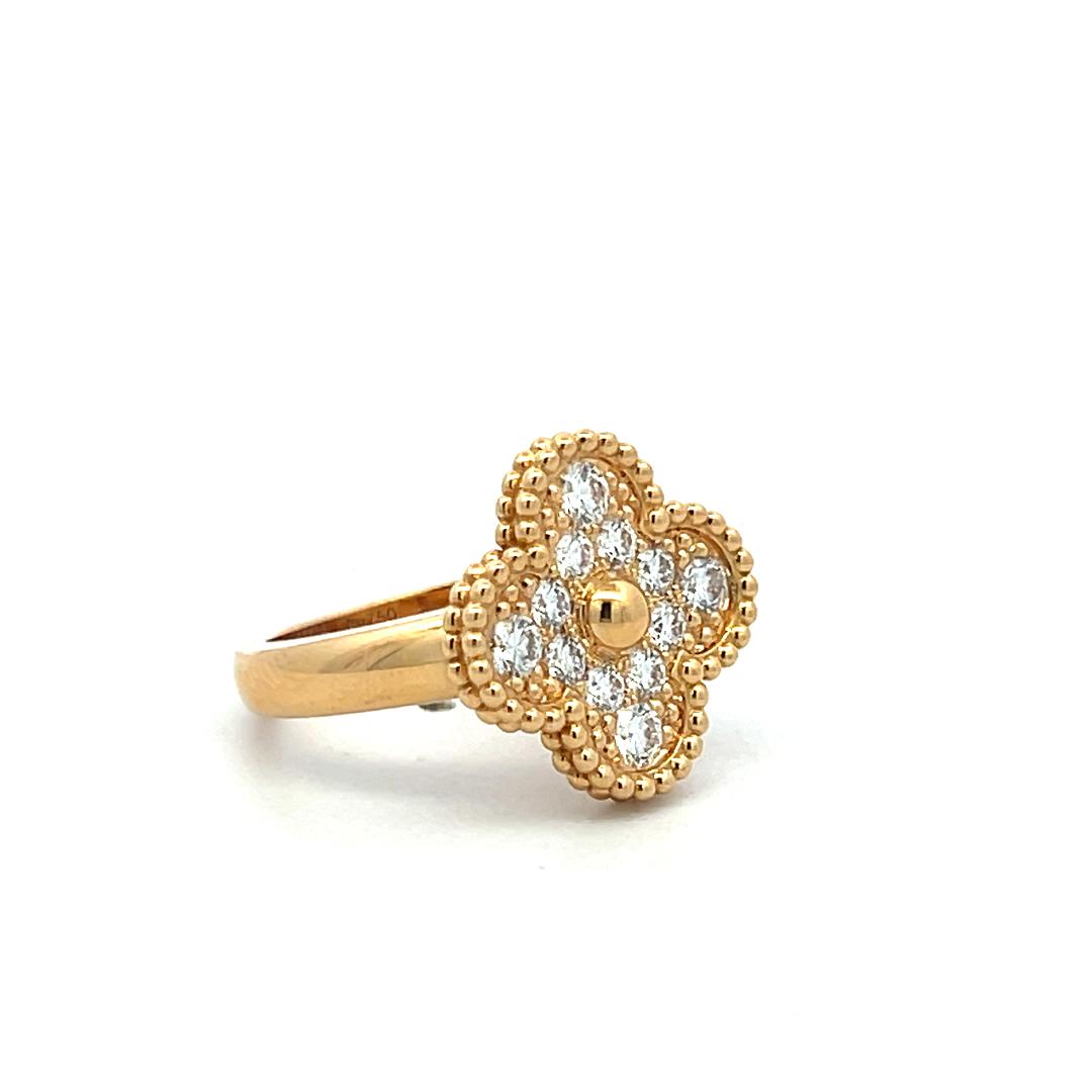 Van Cleef & Arpels 18K White Gold Cocktail Ring 0.48ct Round F VS Diamond Size 4
