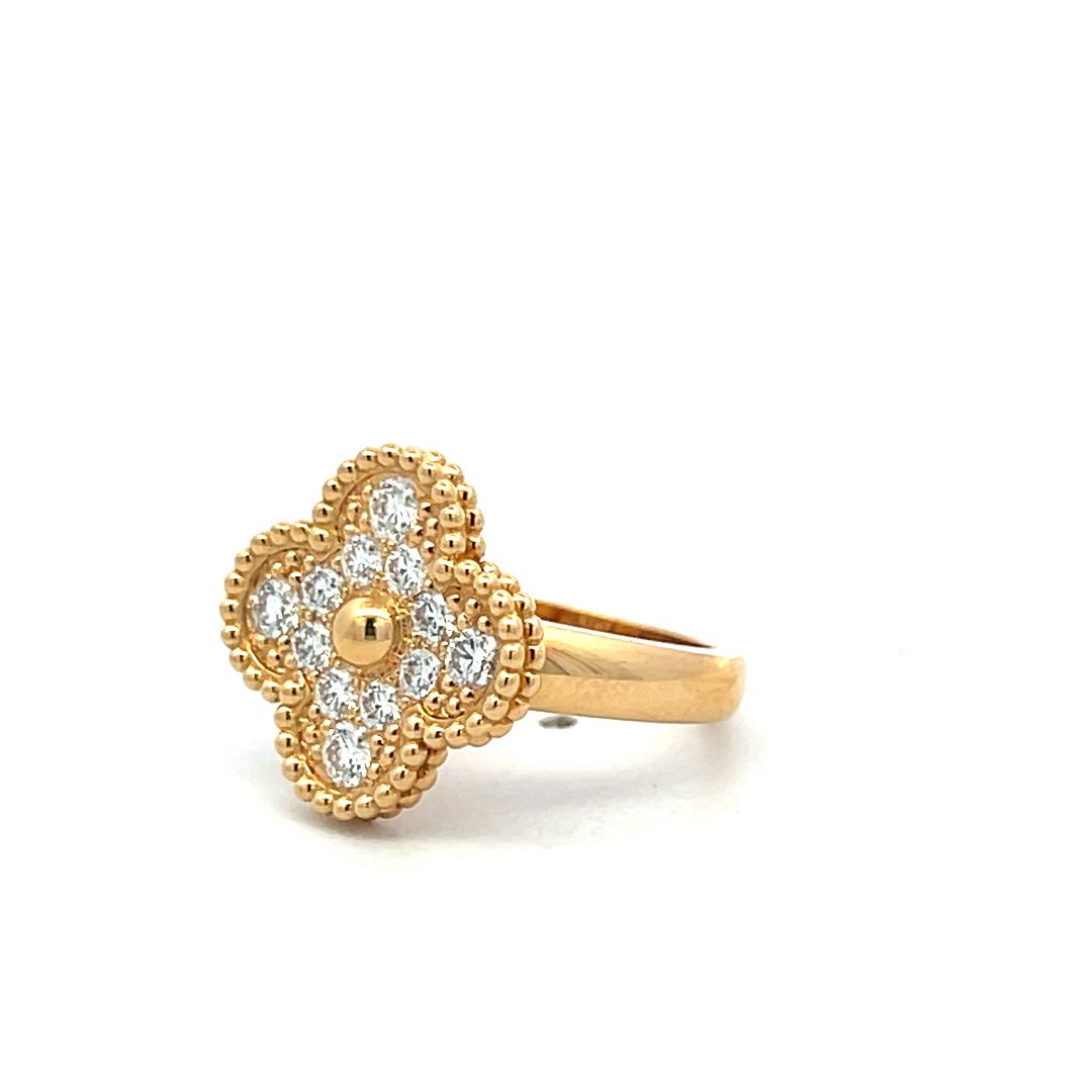 Van Cleef & Arpels 18K White Gold Cocktail Ring 0.48ct Round F VS Diamond Size 4