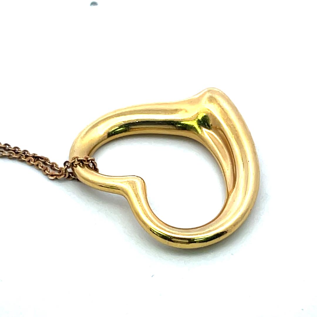 Tiffany & Co Vintage 18K Yellow Gold Heart Pendant Chain Necklace 26 Inch 15.9g