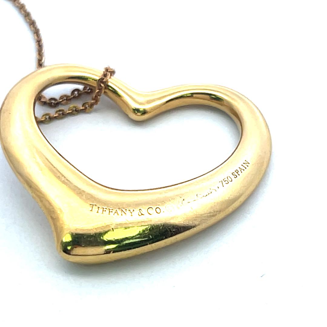 Tiffany & Co Vintage 18K Yellow Gold Heart Pendant Chain Necklace 26 Inch 15.9g