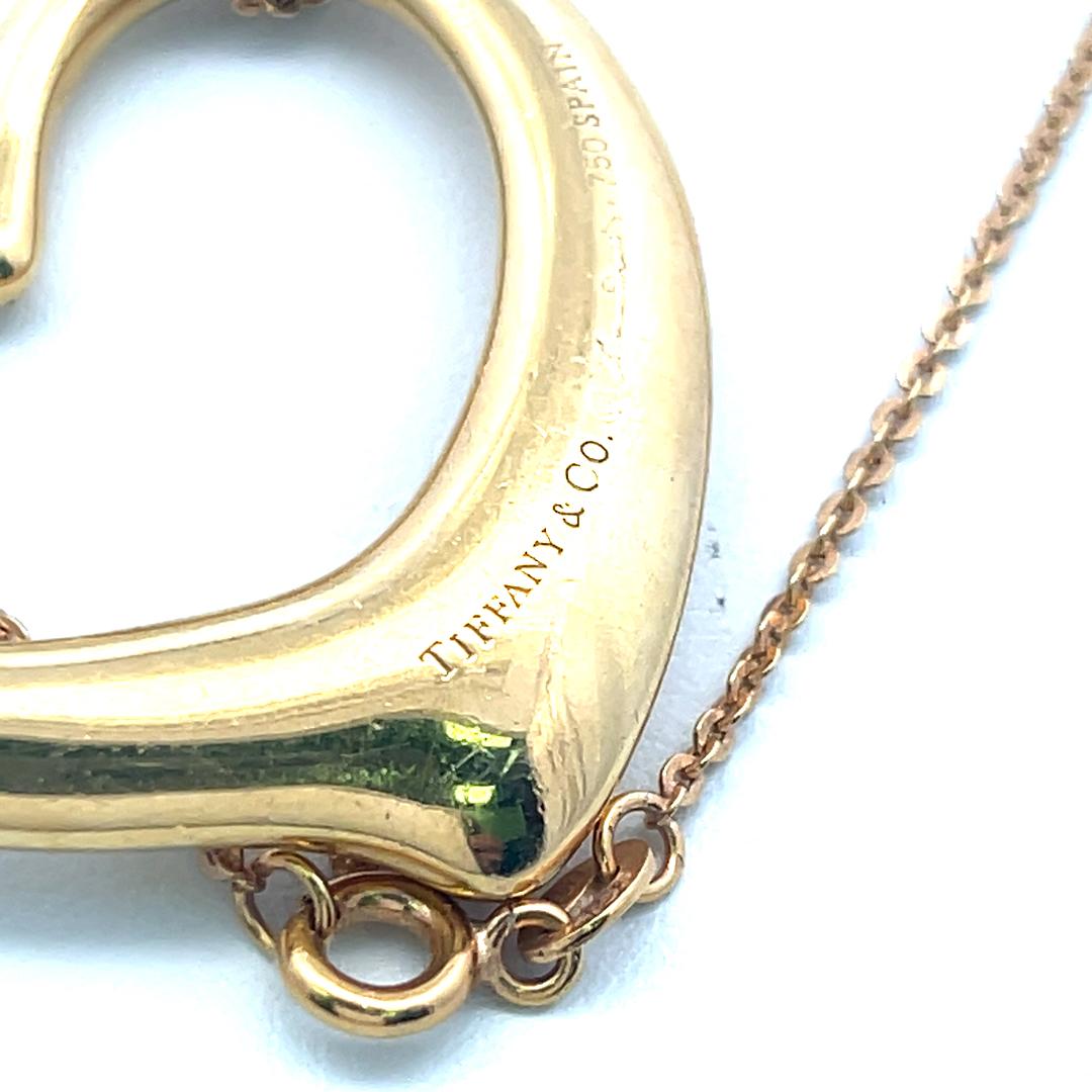 Tiffany & Co Vintage 18K Yellow Gold Heart Pendant Chain Necklace 26 Inch 15.9g