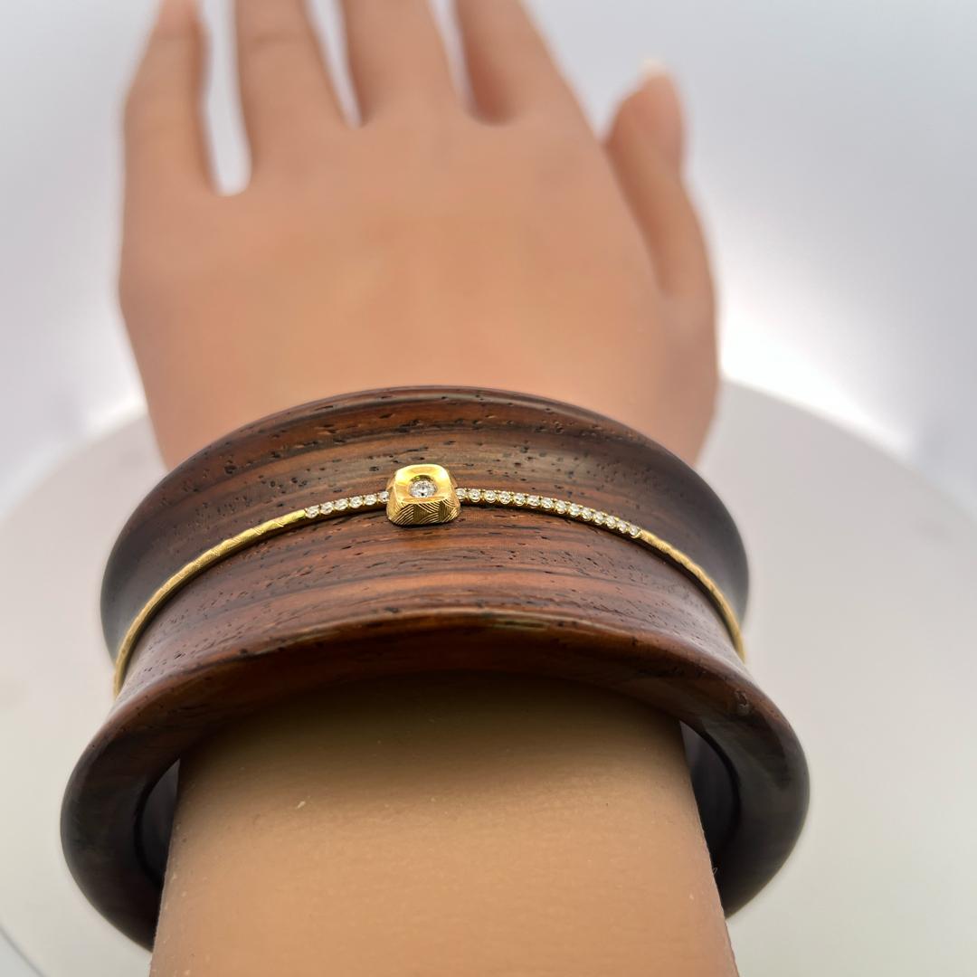 Michael Bondanz 18K Yellow Gold Bangle Bracelet 0.46 Carat Round G VS Diamonds