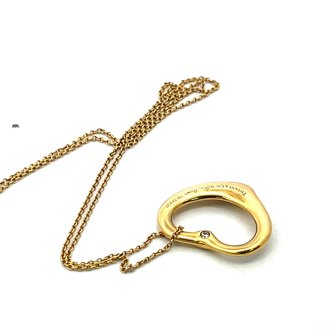 Tiffany & Co Elsa Peretti 18K Yellow Gold Pendant Necklace 0.06 Carat Diamond
