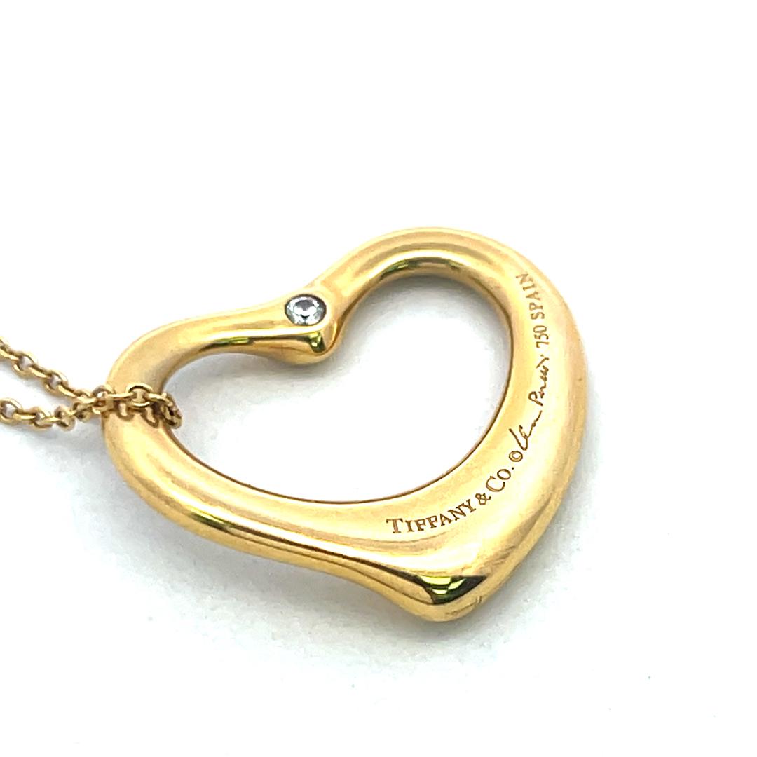 Tiffany & Co Elsa Peretti 18K Yellow Gold Pendant Necklace 0.06 Carat Diamond
