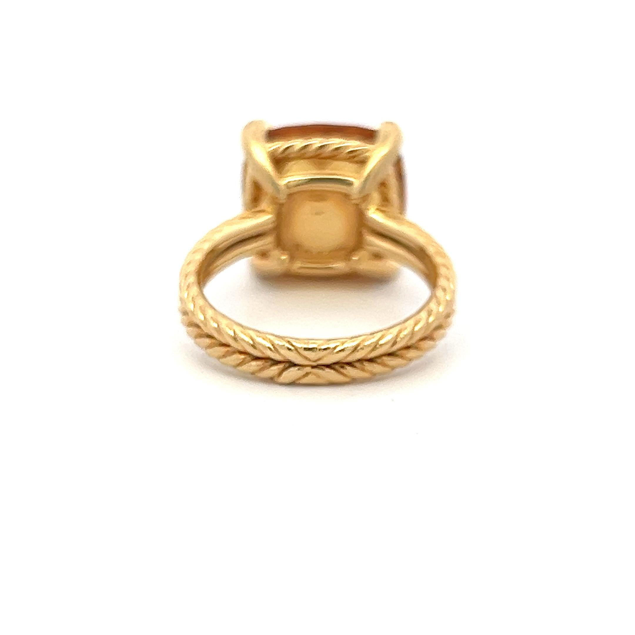David Yurman 18K YG Cocktail Ring 0.06ct Round Diamonds & 13.8mm Citrine Size 8