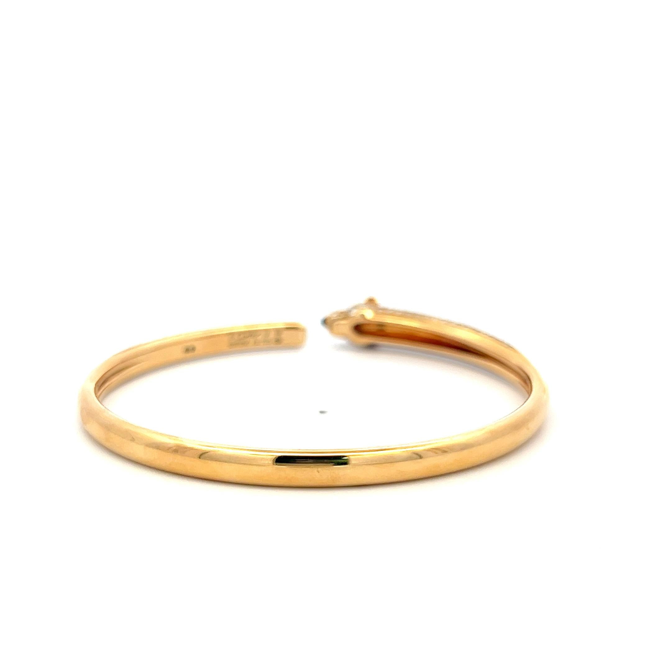 Cartier 18K Yellow Gold Panthere Bangle Bracelet 3ct Round Diamonds Emerald