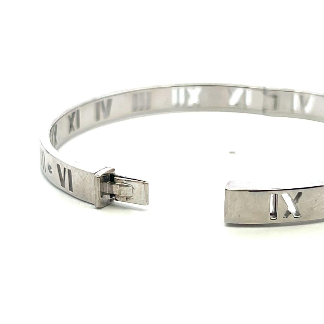 Tiffany & Co 18K White Gold Bangle Bracelet with 0.15 Carat Round F VS Diamonds
