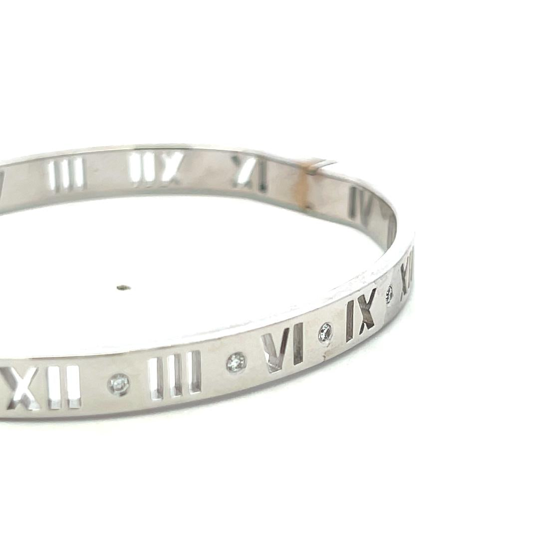 Tiffany & Co 18K White Gold Bangle Bracelet with 0.15 Carat Round F VS Diamonds