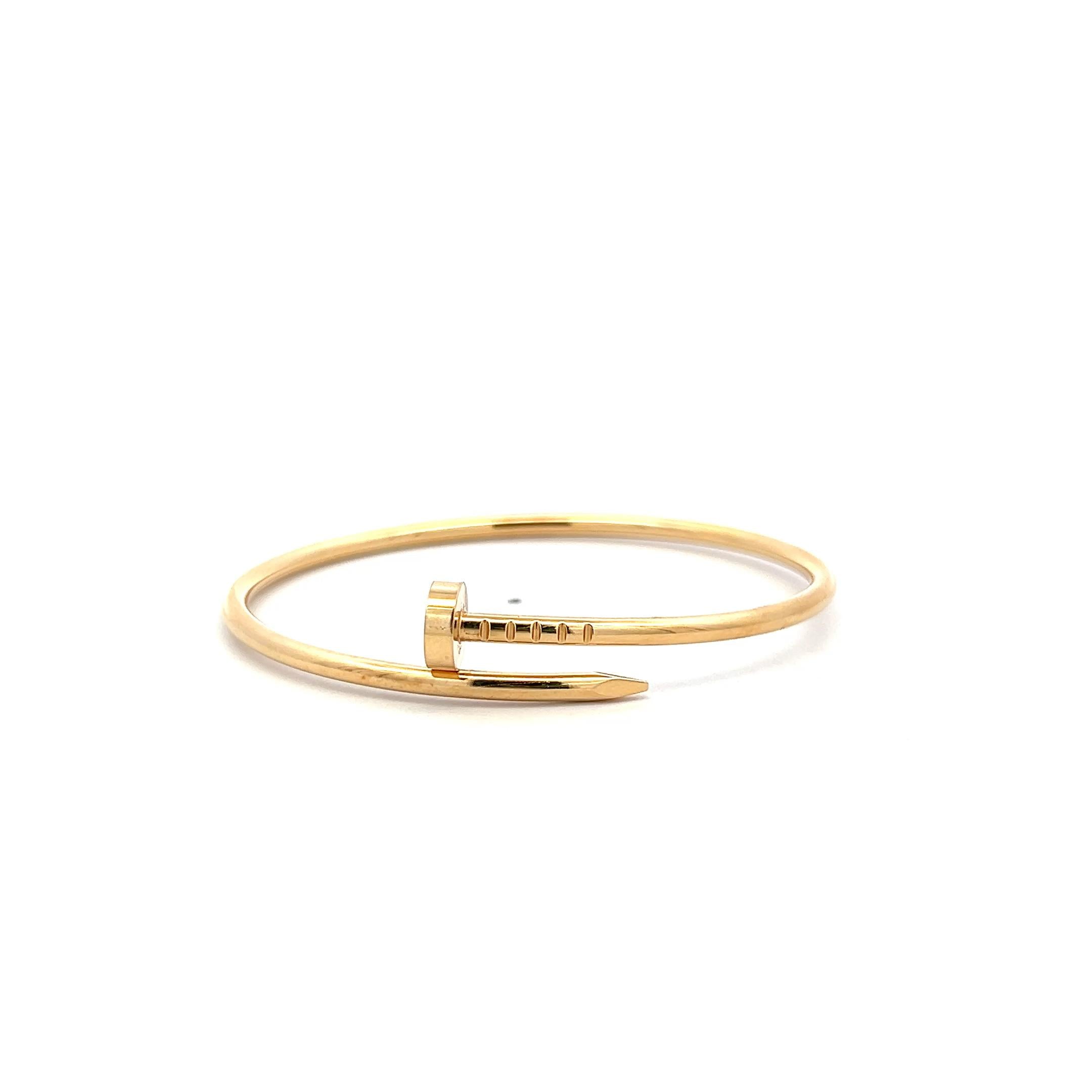 Cartier Vintage 18K Yellow Gold Juste Un Clou Bracelet 2.5MM Size 15