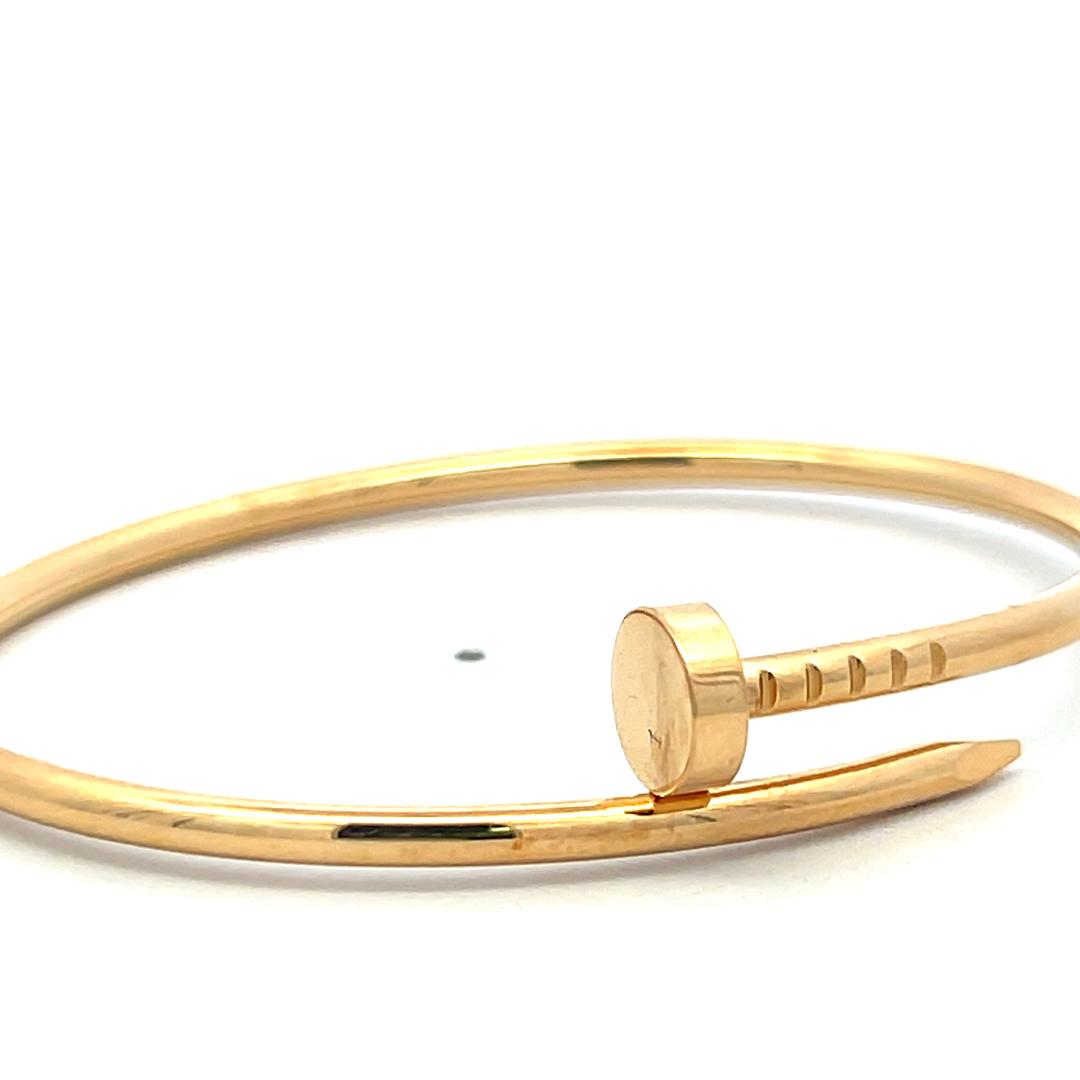Cartier Vintage 18K Yellow Gold Juste Un Clou Bracelet 2.5MM Size 15