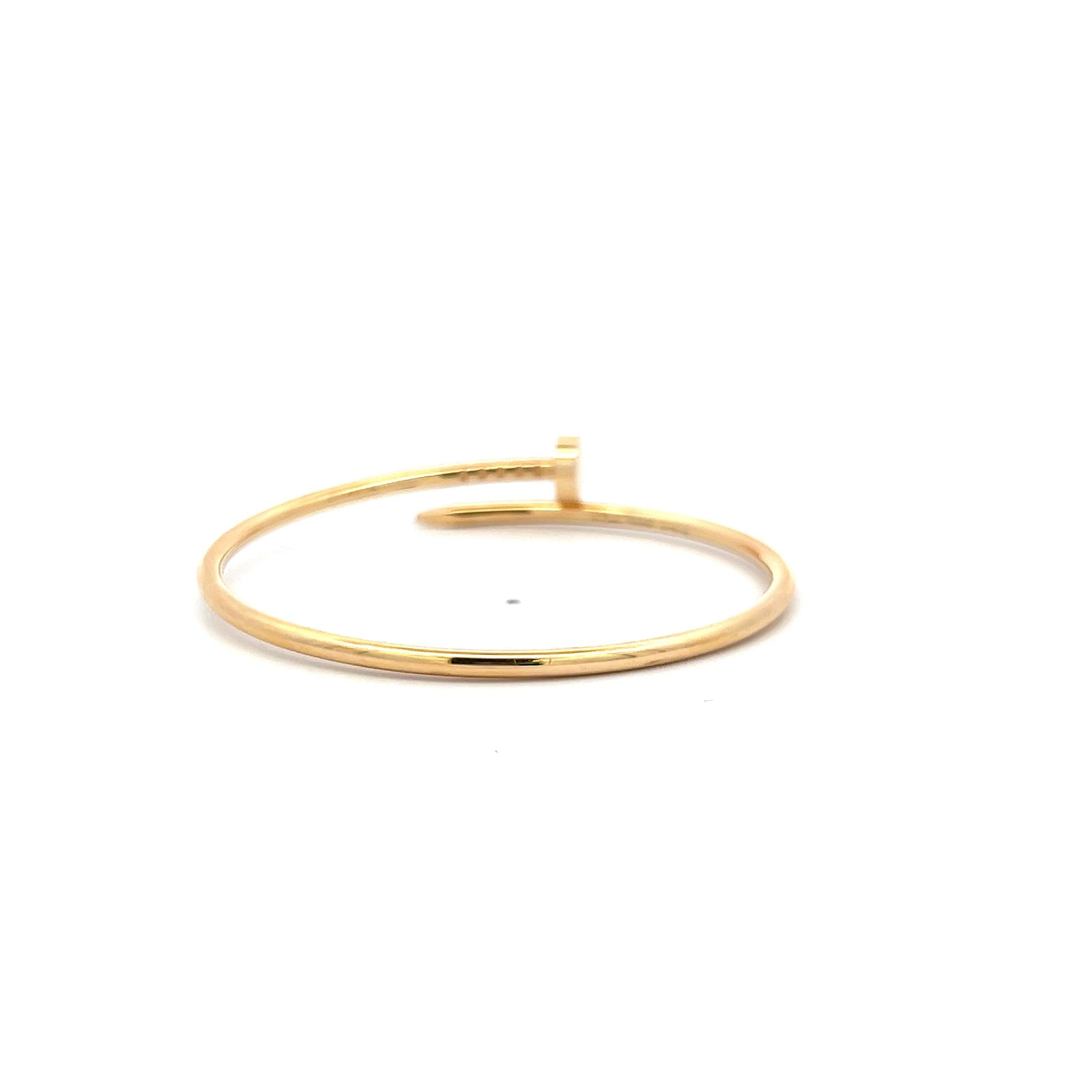 Cartier Vintage 18K Yellow Gold Juste Un Clou Bracelet 2.5MM Size 15