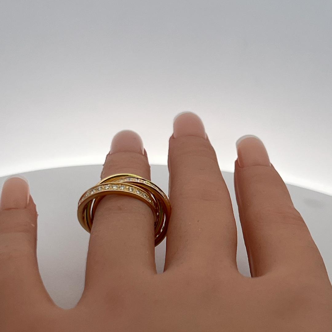 Cartier Vintage 18K Yellow Gold Trinity Ring with 1.40 Carat Diamonds Size 5.75
