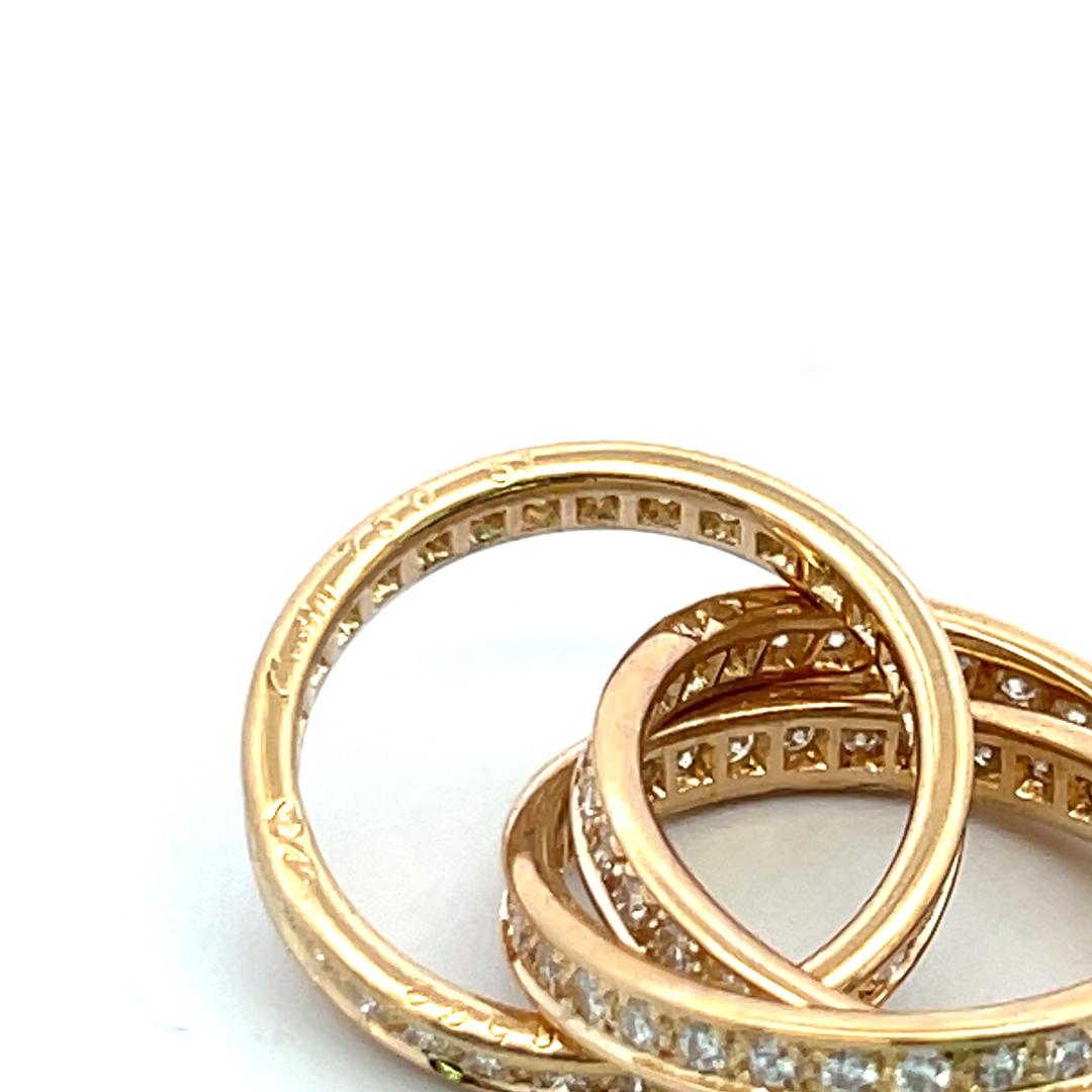 Cartier Vintage 18K Yellow Gold Trinity Ring with 1.40 Carat Diamonds Size 5.75