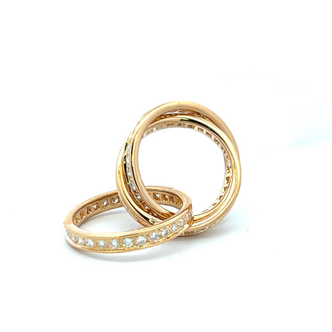 Cartier Vintage 18K Yellow Gold Trinity Ring with 1.40 Carat Diamonds Size 5.75