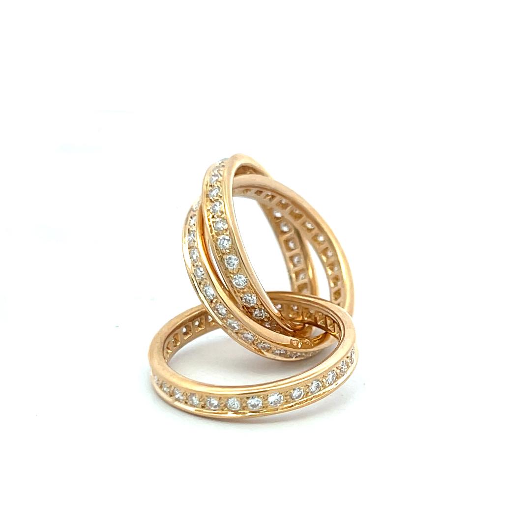 Cartier Vintage 18K Yellow Gold Trinity Ring with 1.40 Carat Diamonds Size 5.75