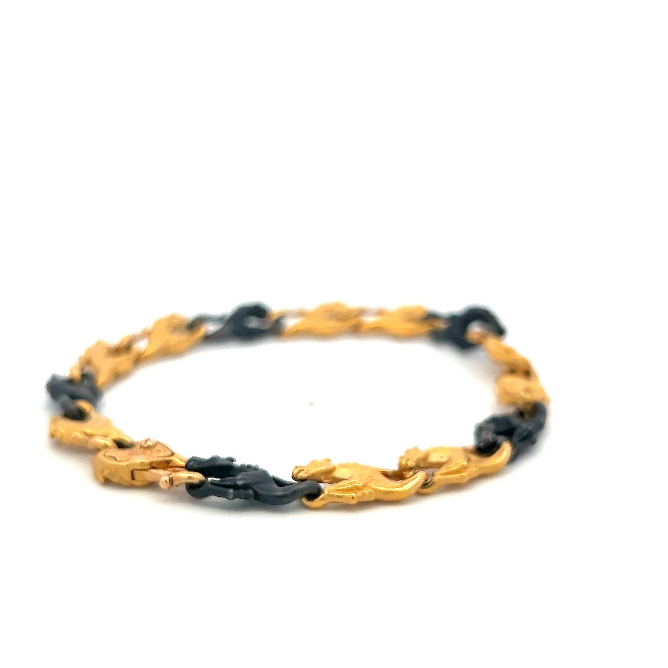 Carrera Y Carre 18 Karat Yellow Gold and Steel Link Bracelet 21.9 Grams