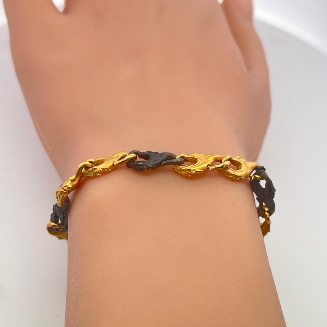 Carrera Y Carre 18 Karat Yellow Gold and Steel Link Bracelet 21.9 Grams