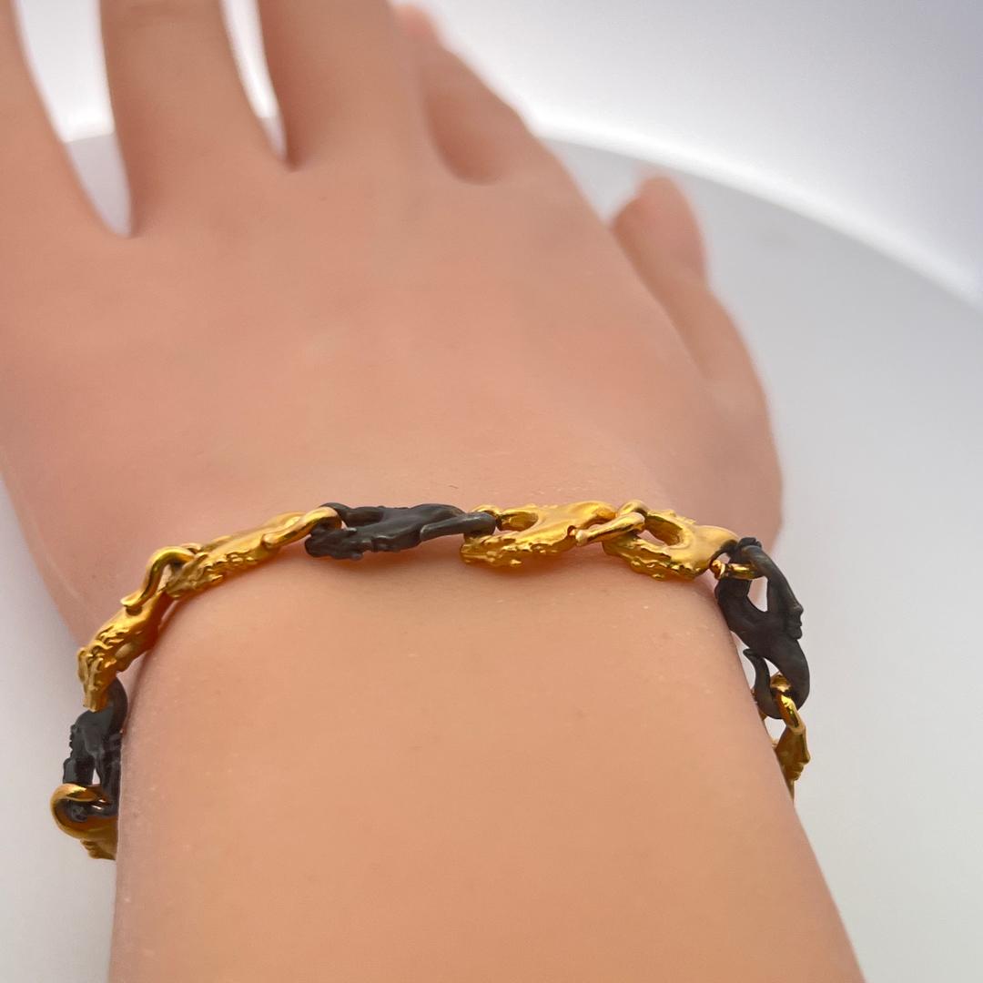 Carrera Y Carre 18 Karat Yellow Gold and Steel Link Bracelet 21.9 Grams