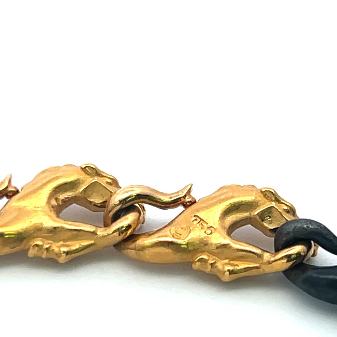 Carrera Y Carre 18 Karat Yellow Gold and Steel Link Bracelet 21.9 Grams