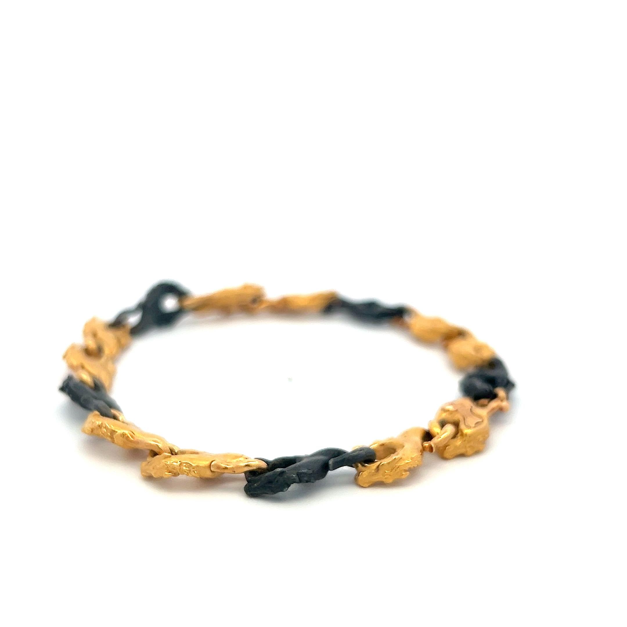 Carrera Y Carre 18 Karat Yellow Gold and Steel Link Bracelet 21.9 Grams