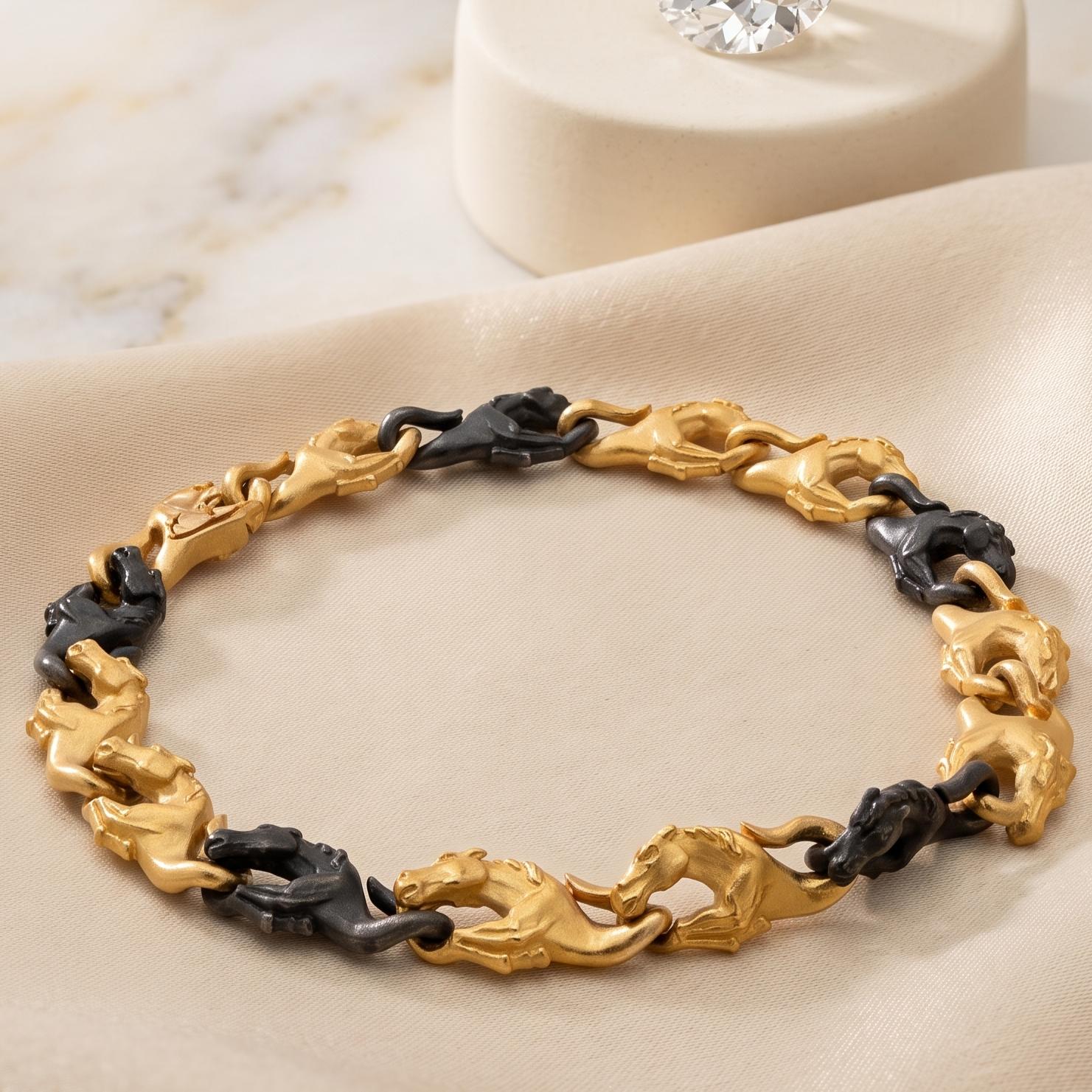 Carrera Y Carre 18 Karat Yellow Gold and Steel Link Bracelet 21.9 Grams