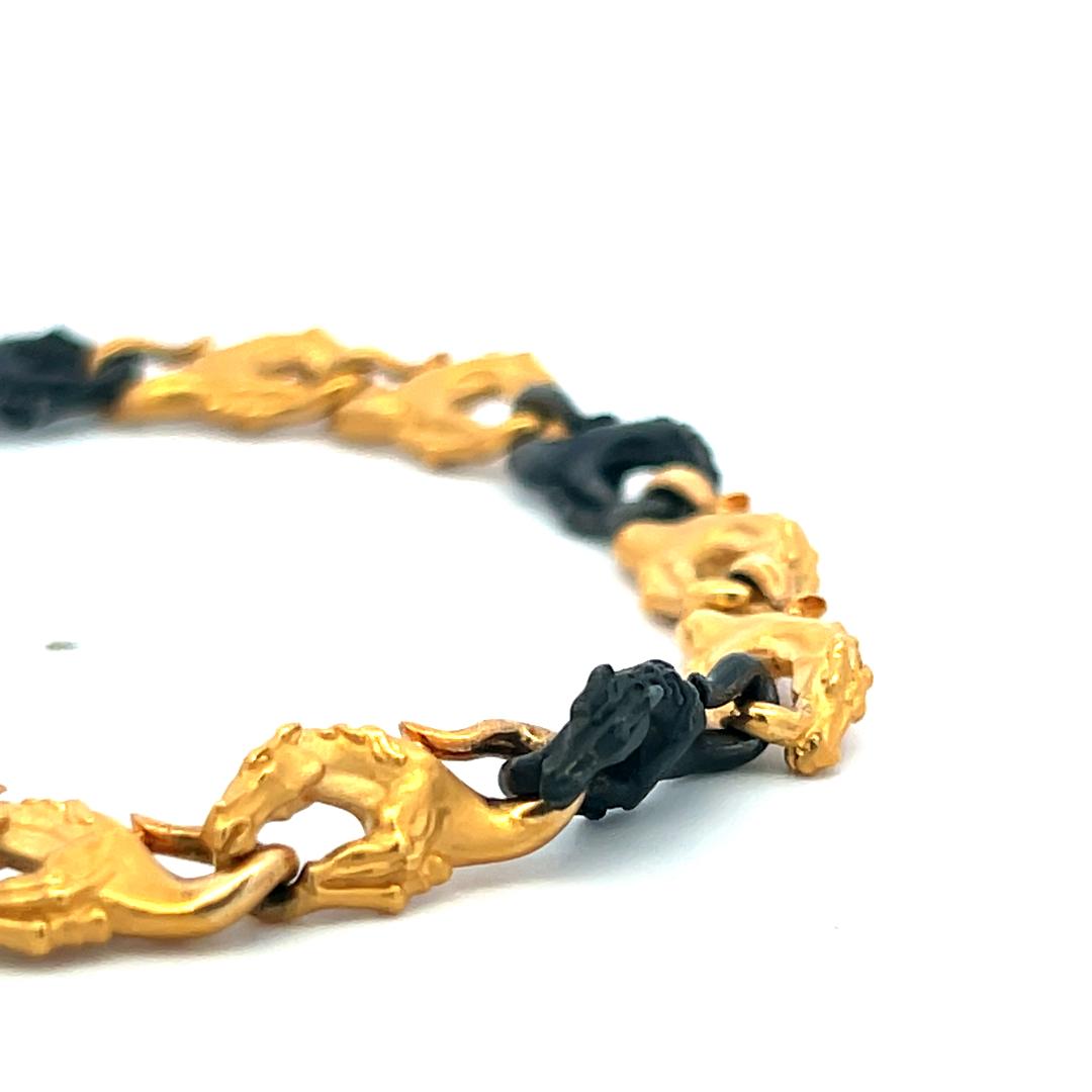 Carrera Y Carre 18 Karat Yellow Gold and Steel Link Bracelet 21.9 Grams