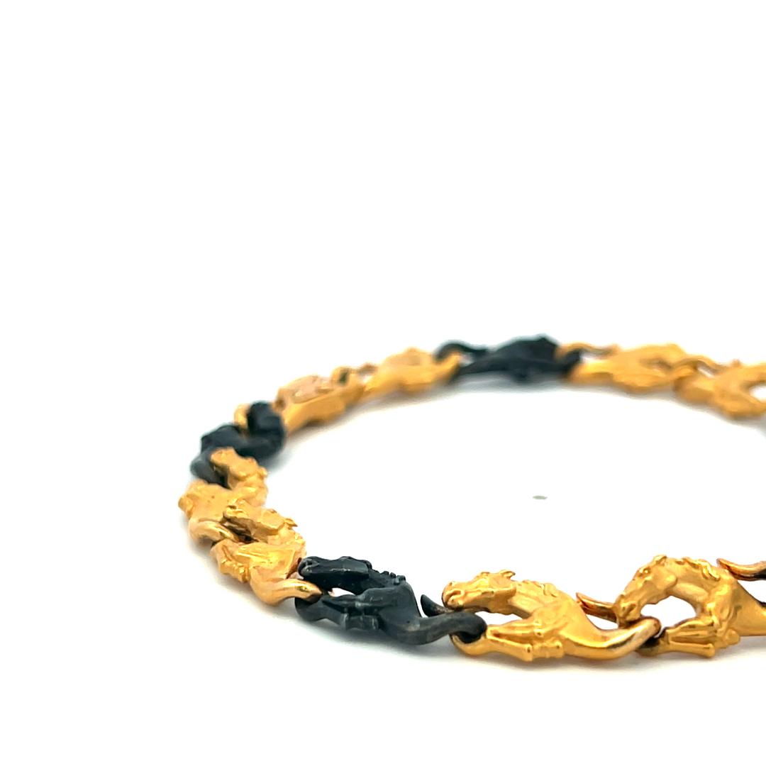 Carrera Y Carre 18 Karat Yellow Gold and Steel Link Bracelet 21.9 Grams