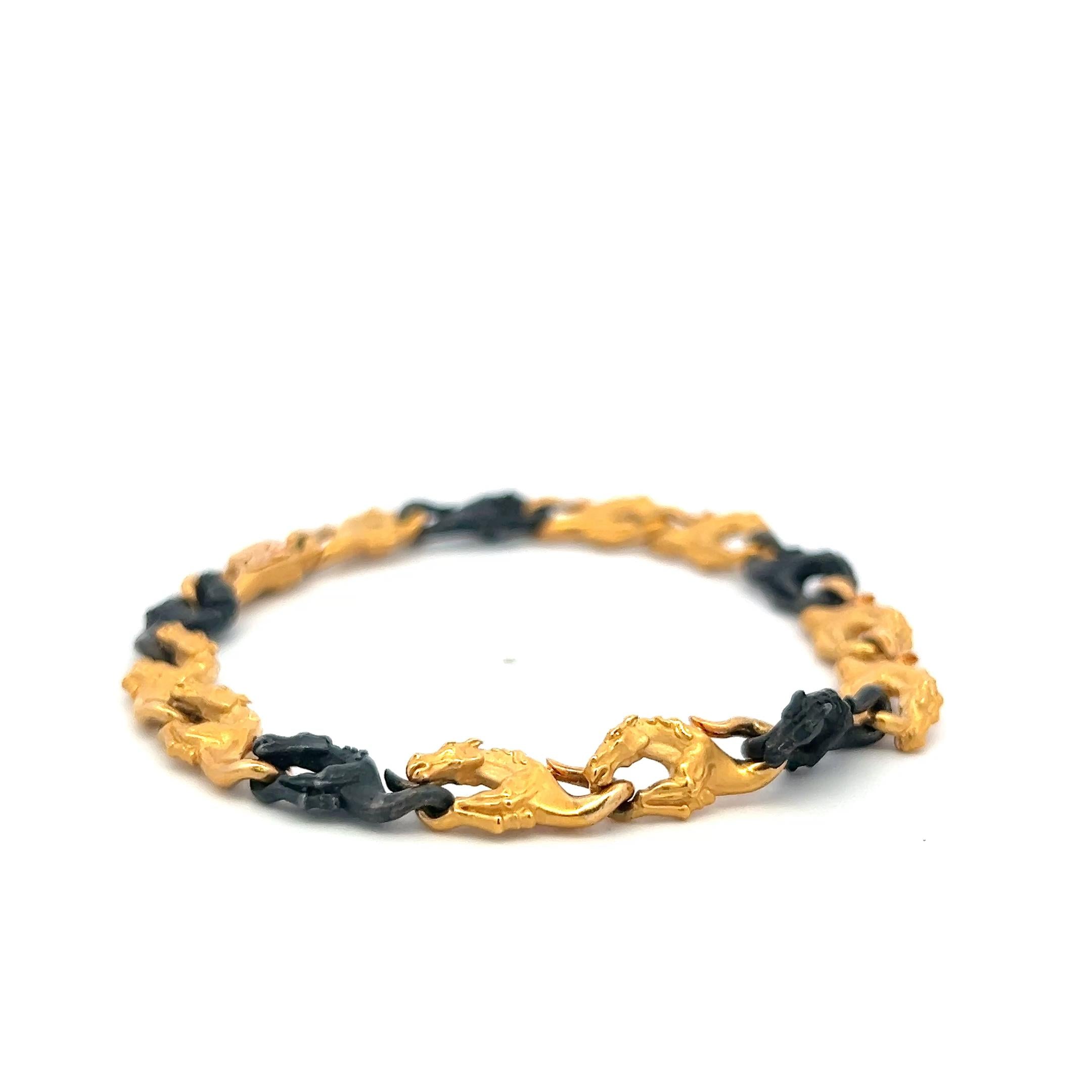 Carrera Y Carre 18 Karat Yellow Gold and Steel Link Bracelet 21.9 Grams