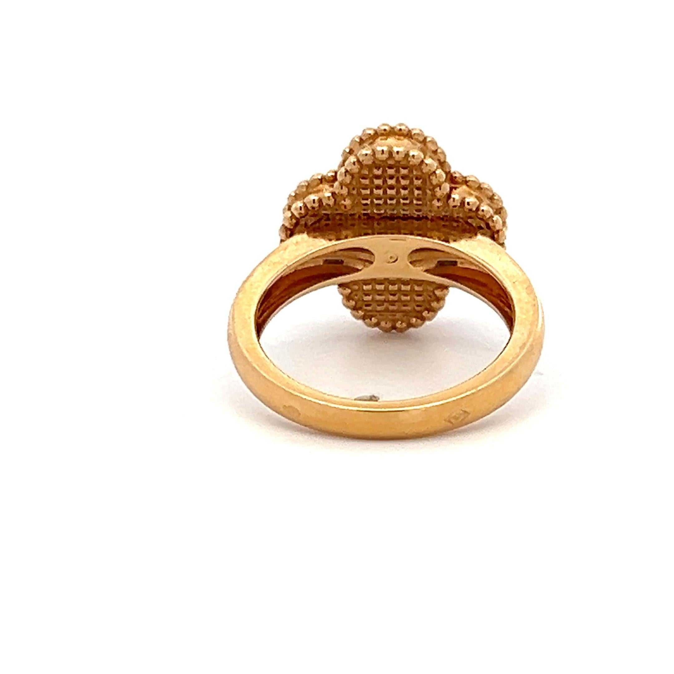 Van Cleef & Arpels 18K Yellow Gold Cocktail Ring 0.05ct Round Diamond Size 5.25