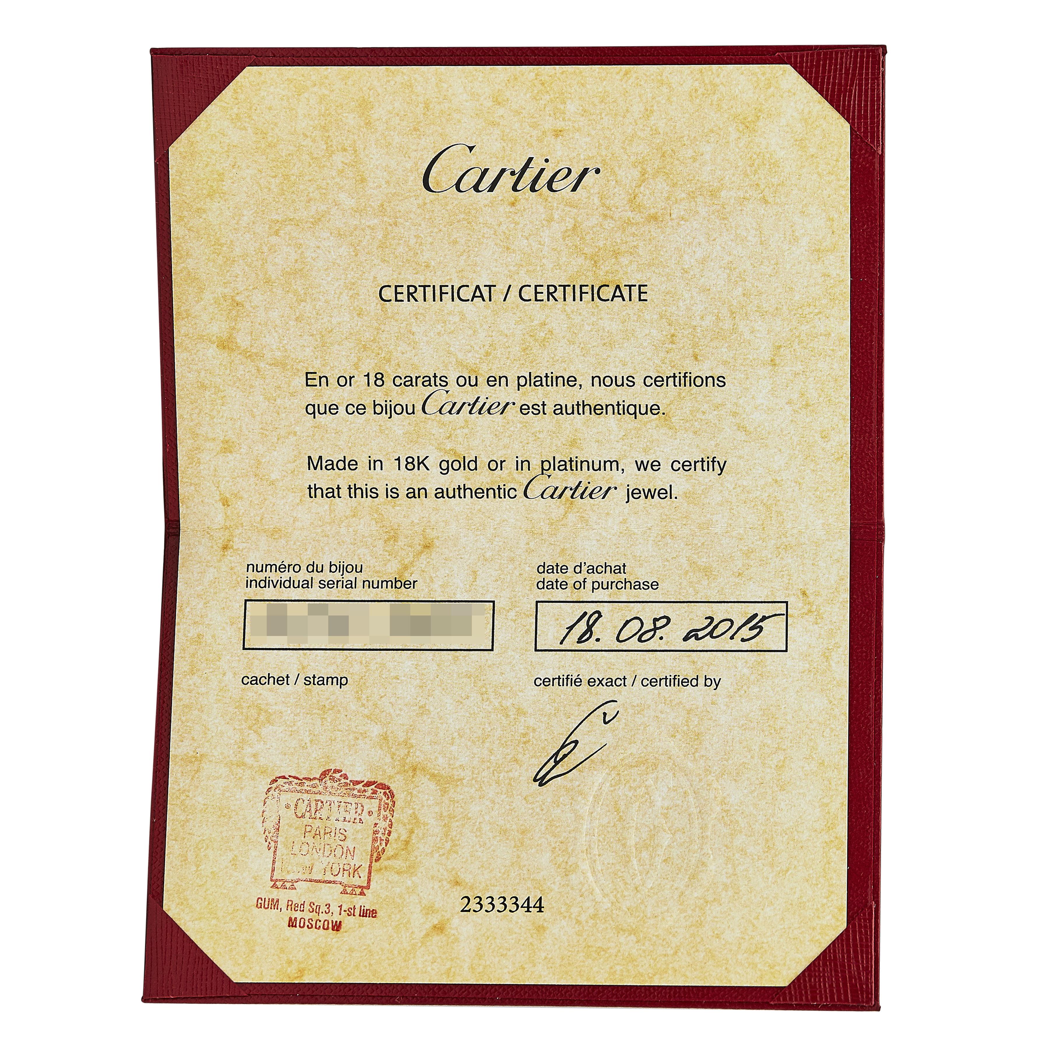 Cartier 18K Yellow Gold Pendant Necklace with 0.09 Carat Round F VVS Diamond