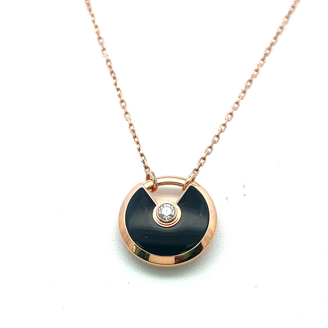 Cartier 18K Yellow Gold Pendant Necklace with 0.09 Carat Round F VVS Diamond
