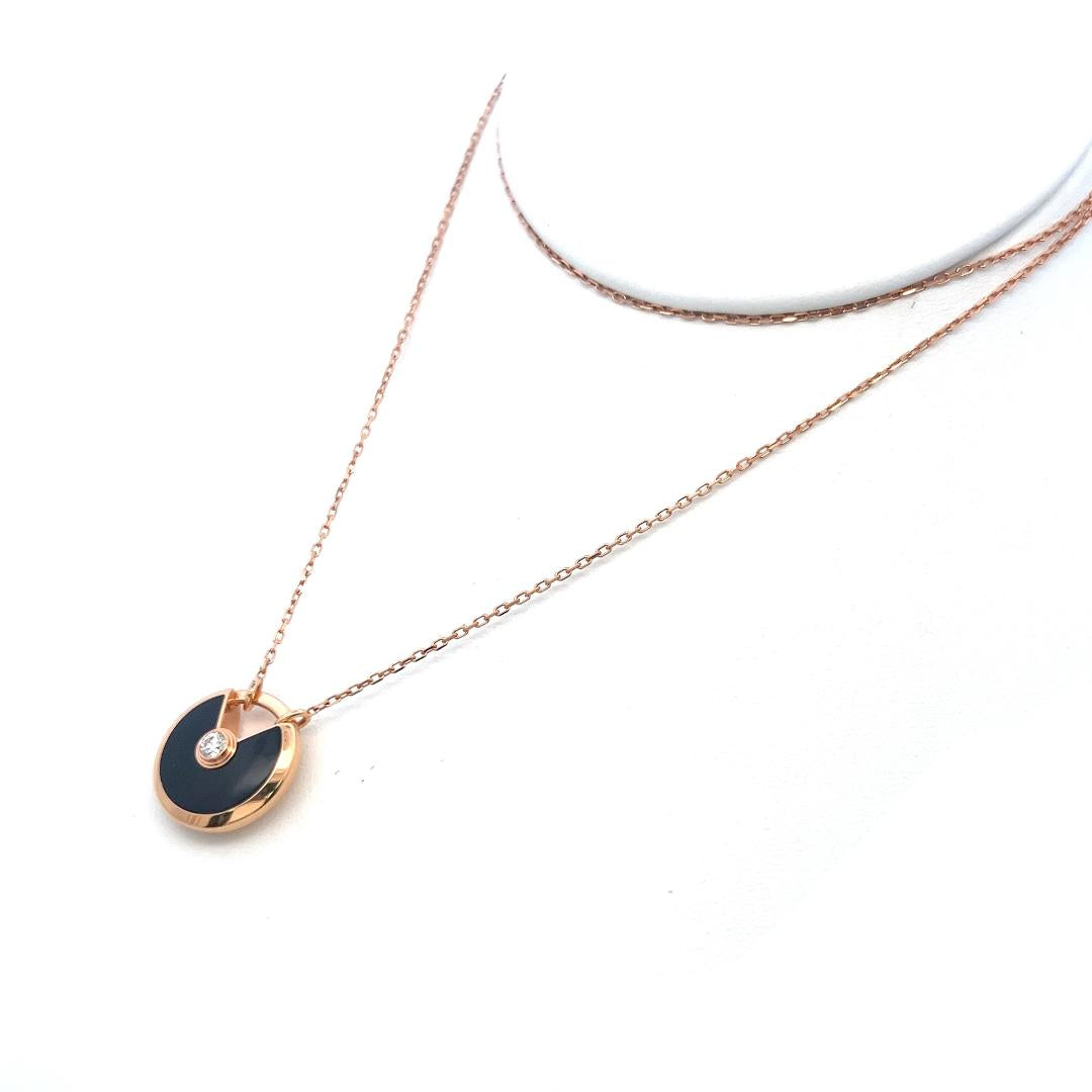 Cartier 18K Yellow Gold Pendant Necklace with 0.09 Carat Round F VVS Diamond