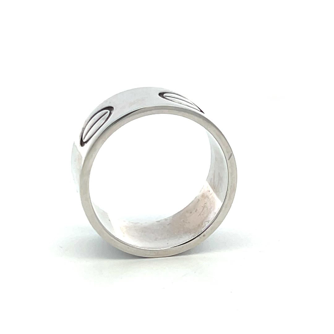 Cartier Vintage 18K White Gold Bold Love Ring 11MM Wide 13.72 Grams Size 9.75