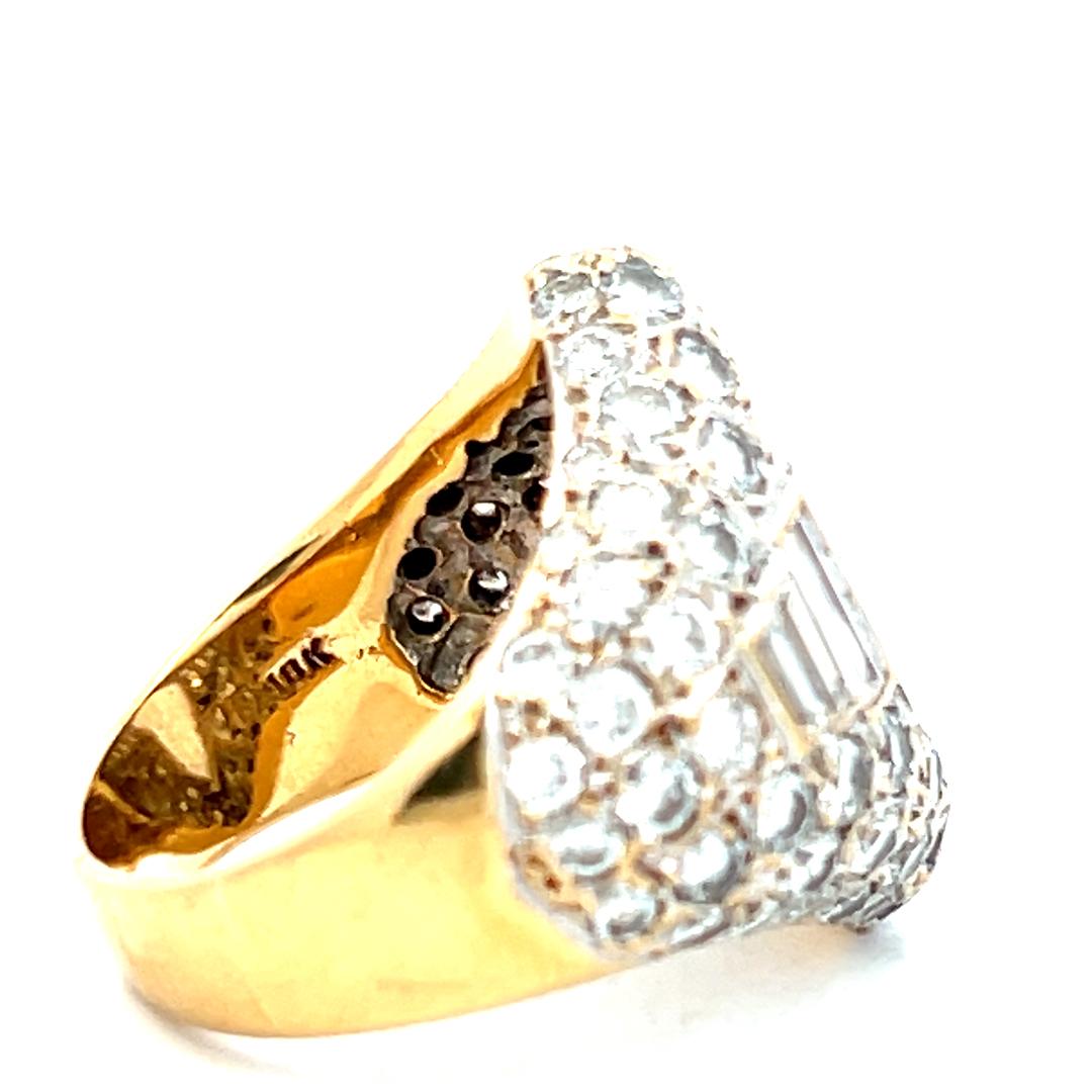 18K YG Semi Mount Ring 4.06ct Round & Baguette Diamonds Fits 14.40x7.71mm 3.24ct