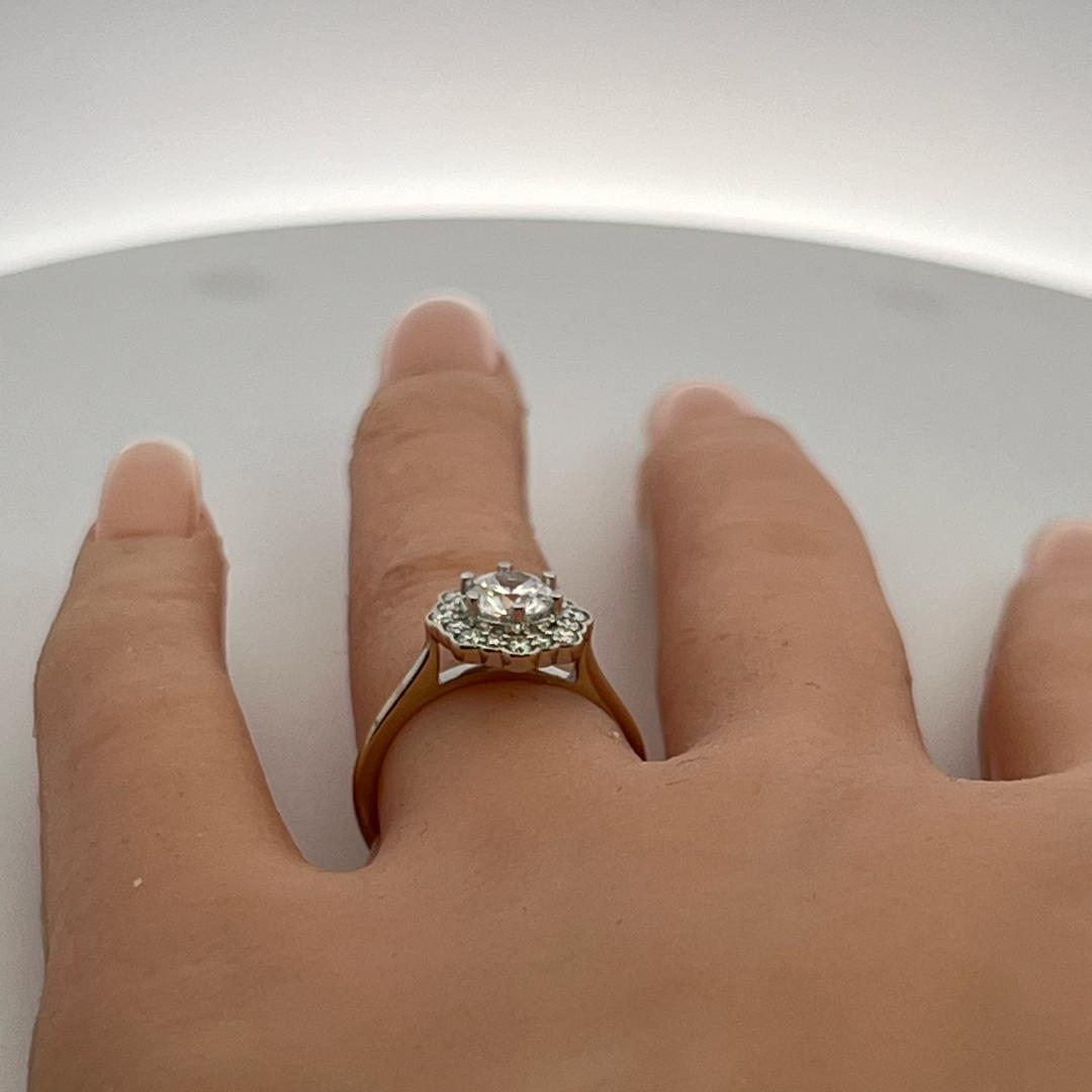 14K White Gold Engagement Ring 1ct Lab-Grown Center & 0.26ct Natural Diamonds