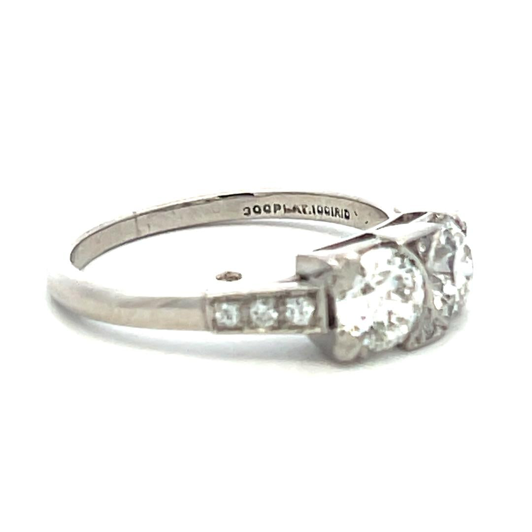 White Platinum Two-Stone Ring with 1.33ct Circular Diamonds Size 8 G/H SI2 GIA
