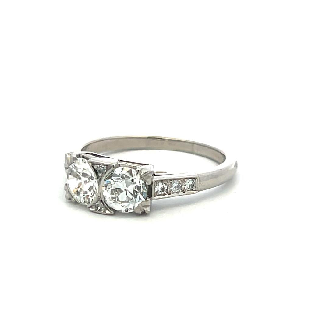 White Platinum Two-Stone Ring with 1.33ct Circular Diamonds Size 8 G/H SI2 GIA