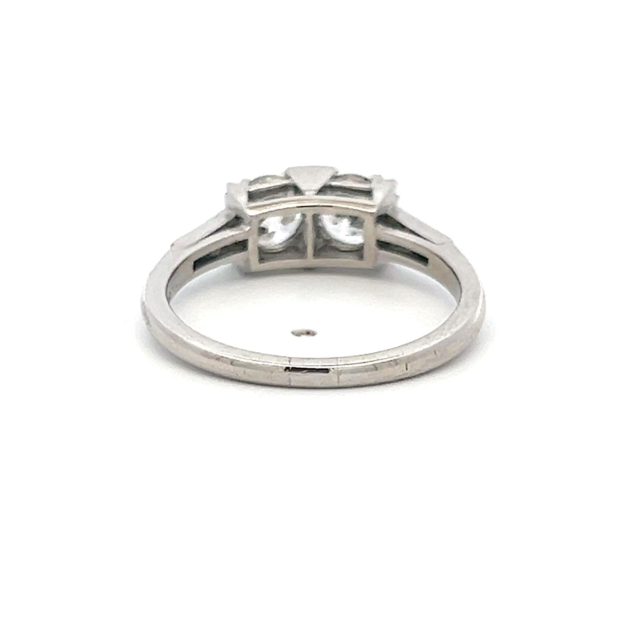 White Platinum Two-Stone Ring with 1.33ct Circular Diamonds Size 8 G/H SI2 GIA