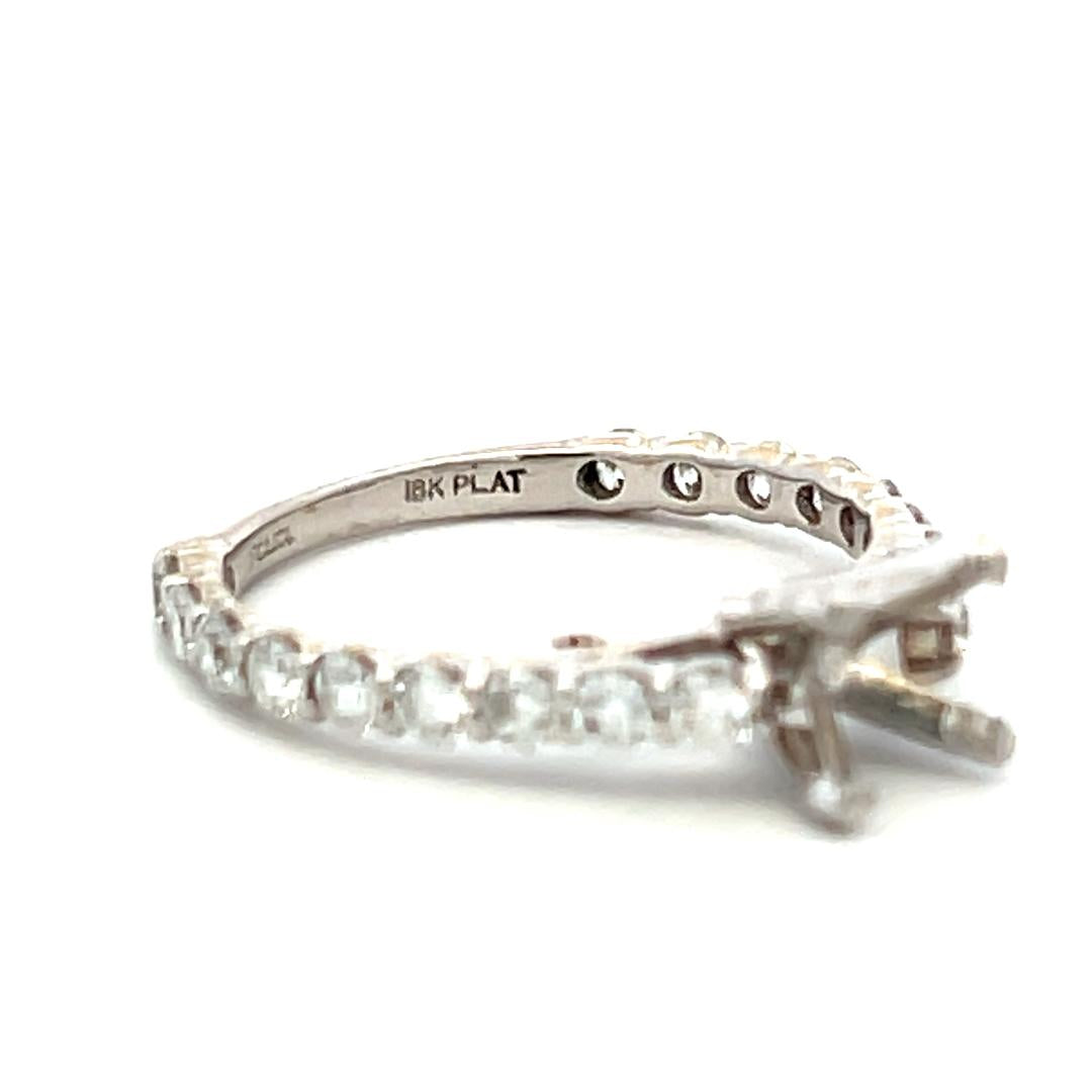 18K White Gold Semi Mount Ring with 0.9 Carat Round G VS Diamonds Fits 6.5mm 1ct