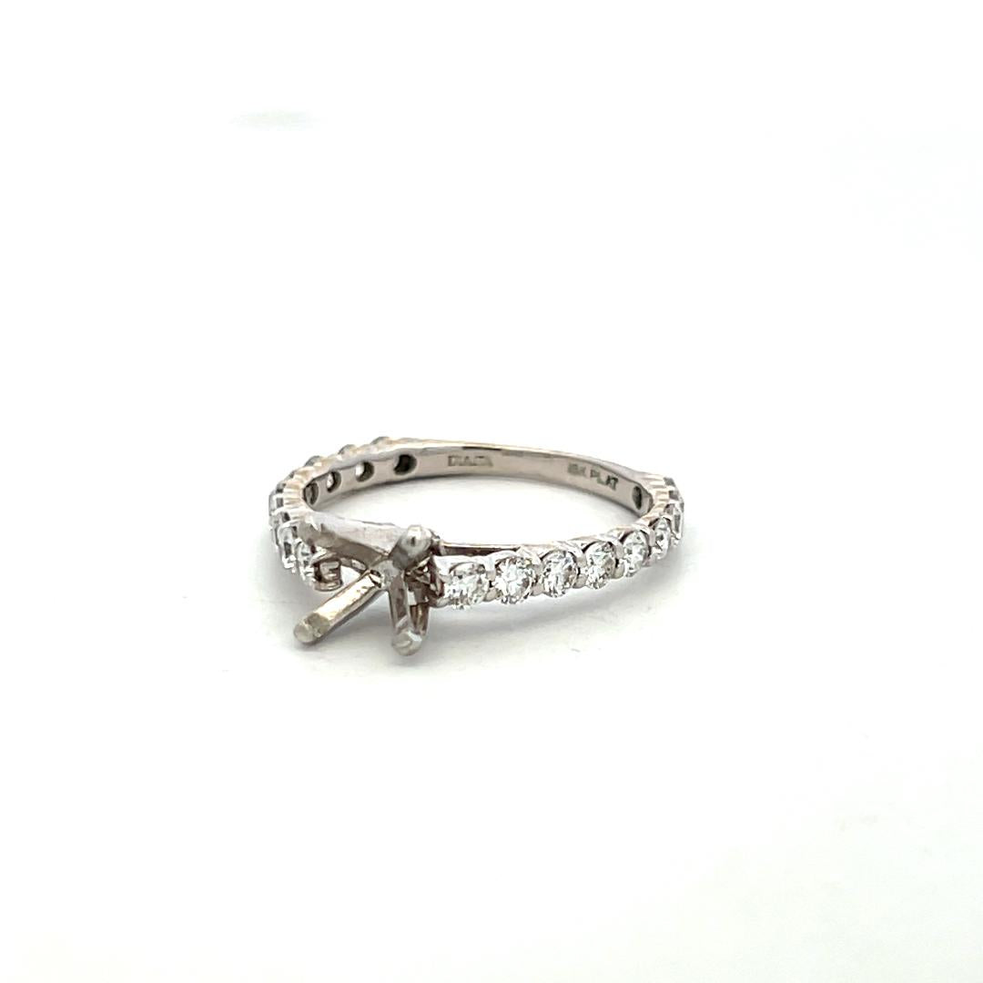 18K White Gold Semi Mount Ring with 0.9 Carat Round G VS Diamonds Fits 6.5mm 1ct