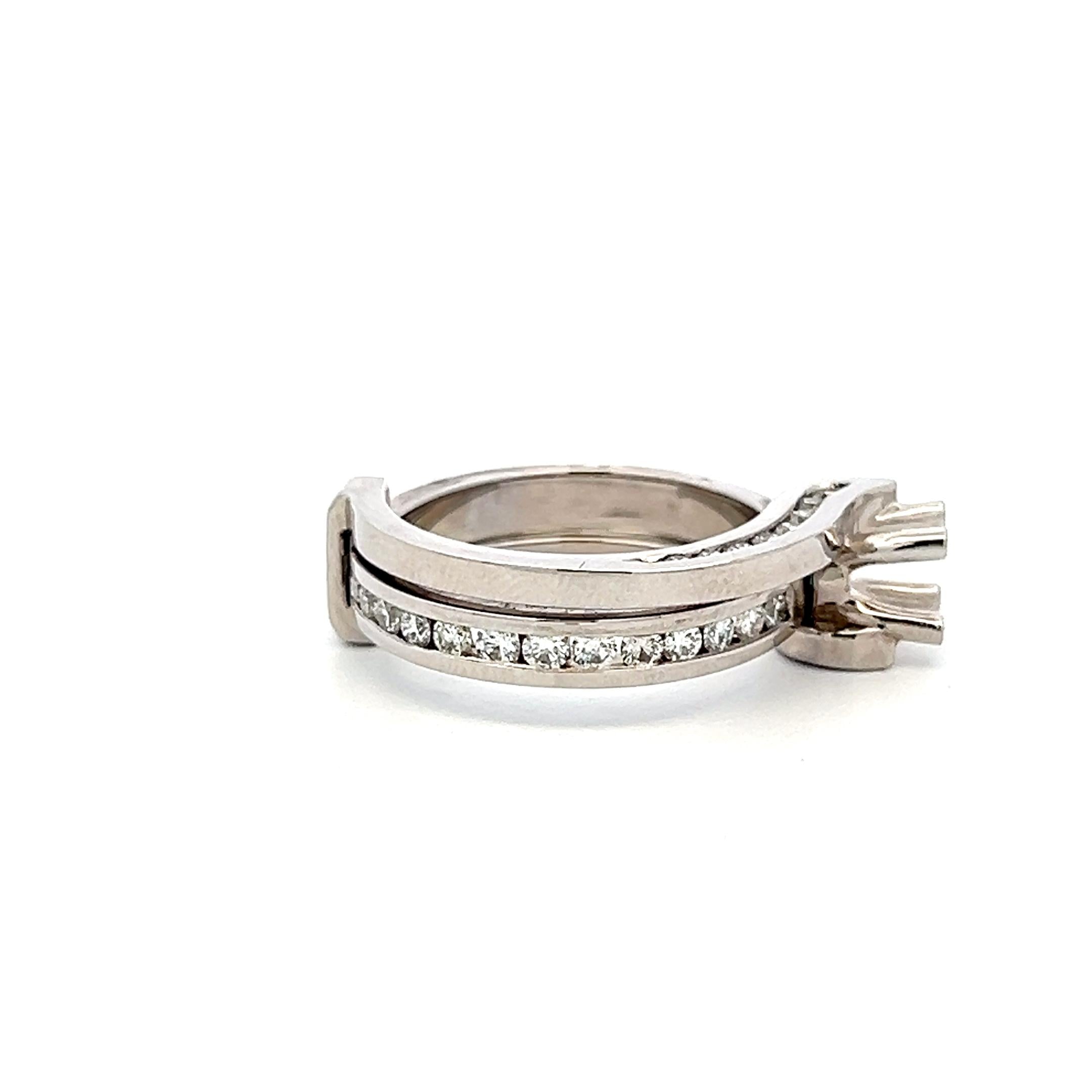 14K White Gold Semi Mount Ring with 0.53ct Round G VS Diamonds 4x4mm Size 6