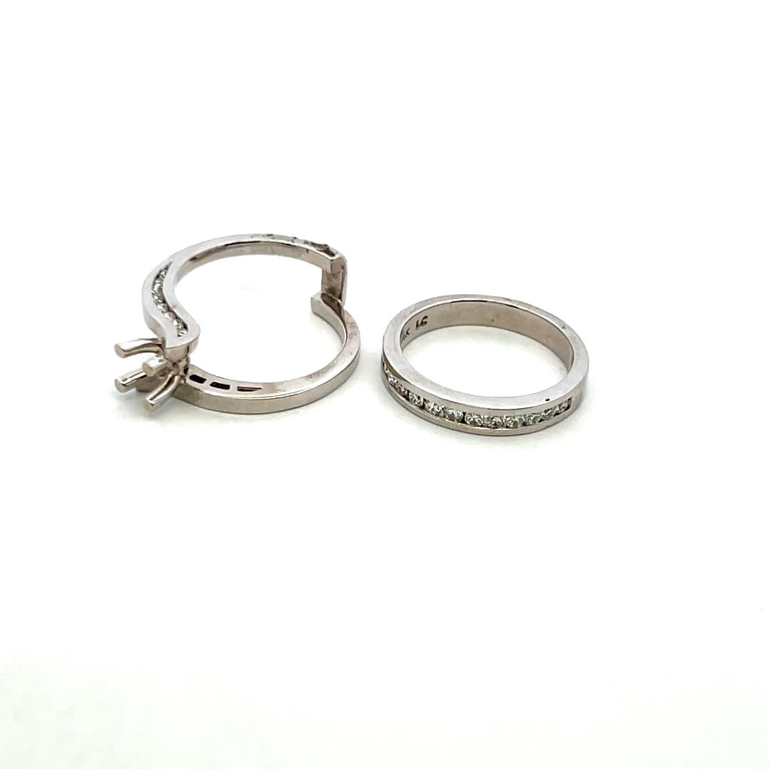 14K White Gold Semi Mount Ring with 0.53ct Round G VS Diamonds 4x4mm Size 6