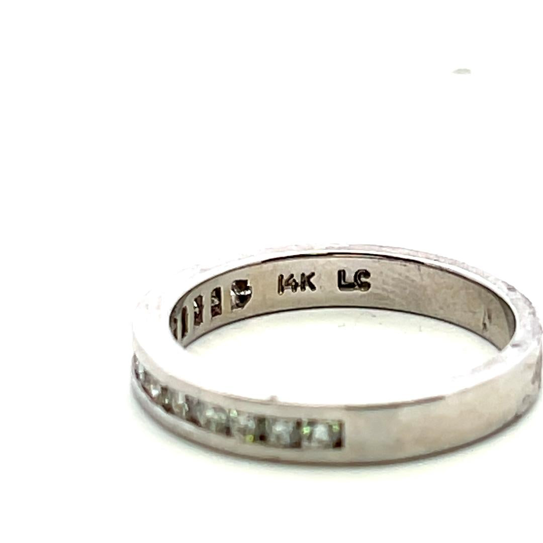 14K White Gold Semi Mount Ring with 0.53ct Round G VS Diamonds 4x4mm Size 6