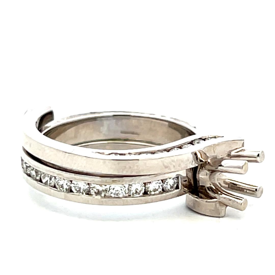 14K White Gold Semi Mount Ring with 0.53ct Round G VS Diamonds 4x4mm Size 6