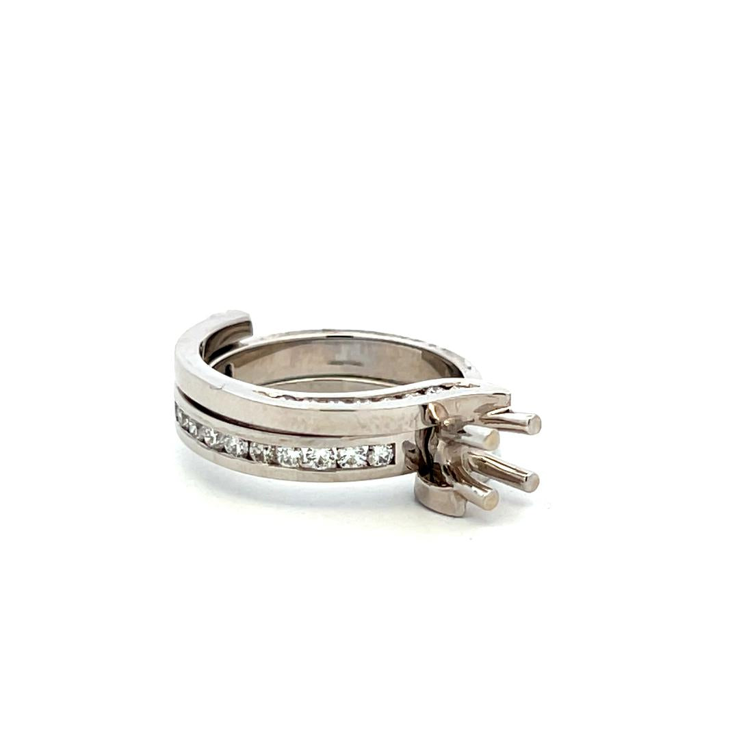 14K White Gold Semi Mount Ring with 0.53ct Round G VS Diamonds 4x4mm Size 6