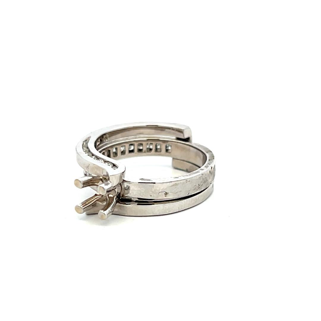 14K White Gold Semi Mount Ring with 0.53ct Round G VS Diamonds 4x4mm Size 6